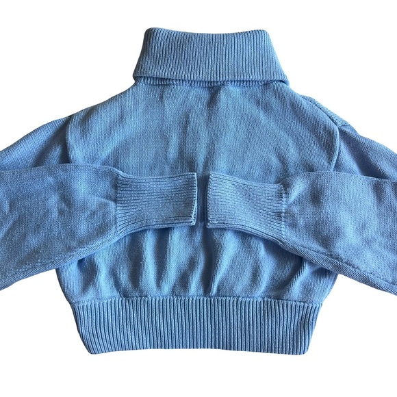 ZARA Knit Cropped Quarter Zip Sweater Blue Size Small - Picture 3 of 5